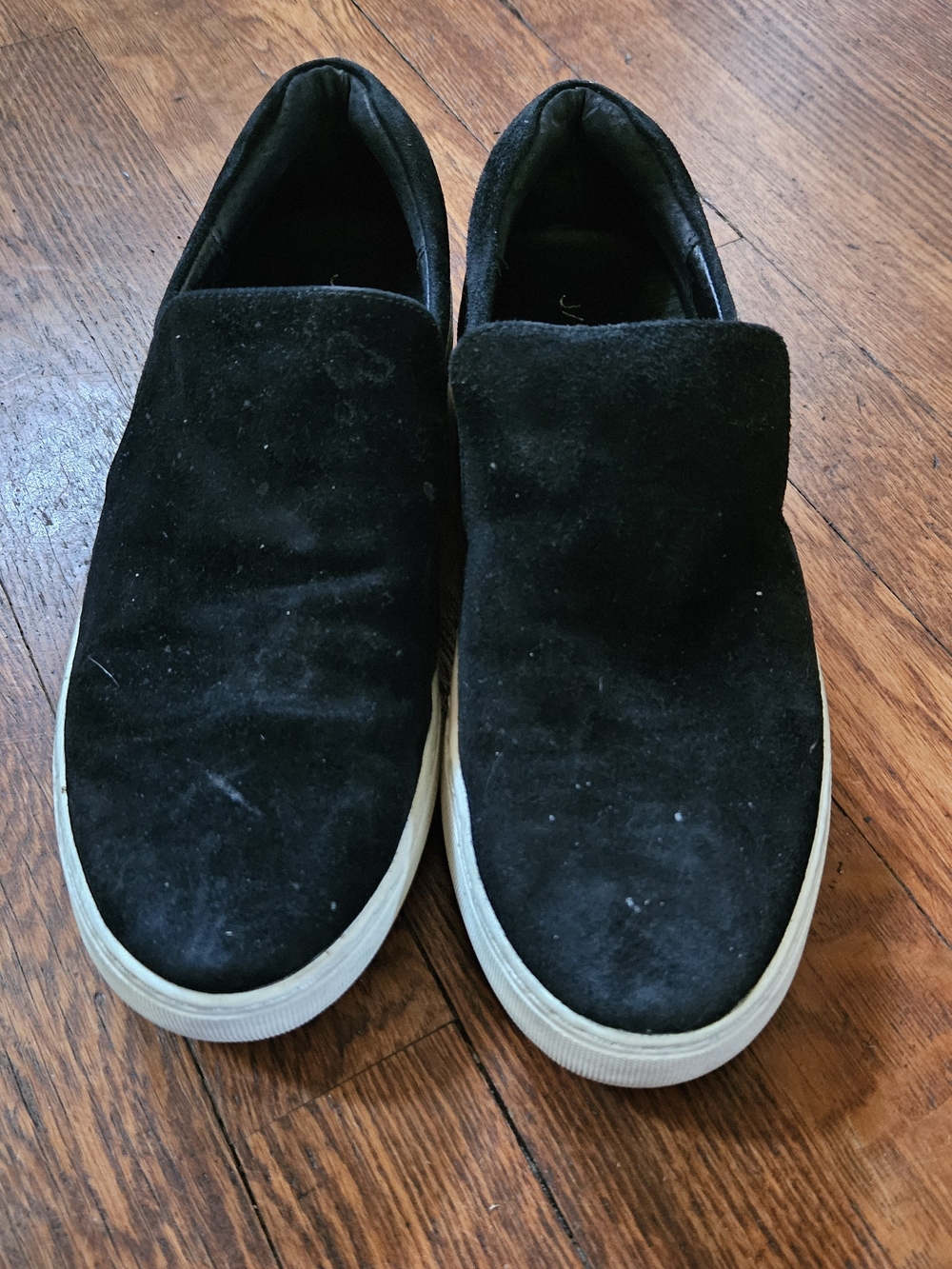 J/Slides Women's Black Suede Slip-on Casual Sneakers, Size 8